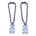 Set of two translucent blue resin gummy bear charms with matching bead chain links - 5 Pieces/Pack (Approx. 2mm Diameter, 7cm Total Length) / Sapphire Blue