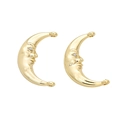 Y2K golden moon face connectors with white rhinestones and double rings for DIY jewelry - Moon Face (Gold)