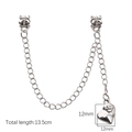 Double chaîne argentée avec clips vintage et pendentif en forme de cœur et de rose - Papillon Rose