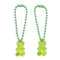 Green acrylic gummy bear pendant with matching bead chain for DIY bags and keychains - 5 Pieces/Pack (Approx. 2mm Diameter, 7cm Total Length) / Light Green