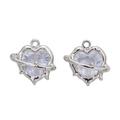 Y2K silver heart pendant with thorny frame and light blue crystal for DIY jewelry - Heart Claw (Silver White Rhinestone)
