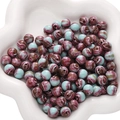 Perles rondes en résine 8/10mm avec texture marbrée rouge-brun pour bijoux DIY - 8mm / Rouge & Bleu