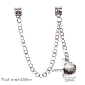 Silver bow accent safety chain with shell pendant for DIY jewelry design, 13.5cm length - Shell Style / 1 Piece / Silver