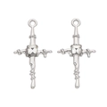 Silver Y2K cross charms with square zircon crystal for DIY handmade necklaces - Cross Square Stone (Silver White Rhinestone)