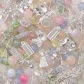 DIY jewelry kit with mixed colorful glass beads and silver alloy charms set - Light Green Breeze (Silver)