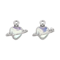 Y2K silver heart orb pendant with purple crystal and rhinestone for jewelry making - Saturn Heart (Silver White Rhinestone)