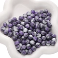 Perles rondes en résine à motif marbre violet et blanc pour la création de bijoux - Blanc Pourpre