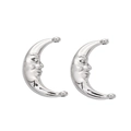 Y2K silver crescent moon face charm with zircon eye and dual rings for DIY jewelry - Moon Face (Silver)