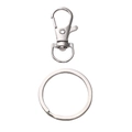 Polished silver alloy lobster clasp with split ring and swivel hook for DIY keychains - 32mm Hook With 30mm Ring (5 Sets/Pack) / Silver