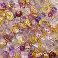 Purple DIY jewelry kit with mixed glass beads and gold butterfly charms for necklaces - Purple Jade (Gold)
