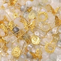 DIY jewelry kit with gold alloy butterfly pendants and mixed color glass beads - Smoky Ash (Gold)