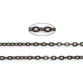 Macro view of 1.5mm black metal O-shaped chain links for DIY jewelry making - 5 Meters / 4x3mm Gunmetal