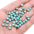 Blue-green square turquoise stone pendant with gold hardware for DIY jewelry - Blue Fir Style (4mm) / Teal