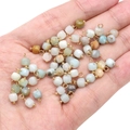 Faceted natural stone pendant in light blue with gold-plated metal clasp for DIY jewelry - Amazonite Style (4mm) / Light Green