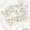 Baroque style ABS iridescent white pearls for DIY jewelry making size 22x15mm - Irregular 4 Baroque Style / 2 Pieces/Pack (22x15mm) / Pearl White