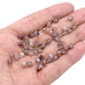 Natural faceted purple amethyst cube pendants with gold jump rings for DIY jewelry - Amethyst Style (4mm) / Purple