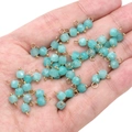 Light blue Amazonite sugar cube faceted pendants with golden loops for DIY jewelry - Light Blue