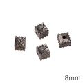 Set of four 8mm vintage silver metal cube beads with floral relief for DIY bracelets - Patterned Square Style / 8mm