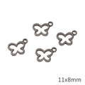Set of 4 vintage silver butterfly alloy charms with hanging loops for DIY jewelry, 11x8mm - Sketch Butterfly Style / 11x8mm