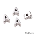 Silver plated acrylic letter A bead for DIY jewelry making, 17x21mm large hole design - Hole 6mm 1pc/pack / A 17x21mm