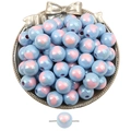 Hellblaue Acrylperlen mit Herzmuster und Perglanz für DIY-Schmuck und Bastelarbeiten - 14mm (3,5mm Loch) 4er-Pack / Blau