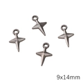 DIY jewelry charm in four-pointed star shape with gunmetal finish measuring 9x14mm - Star Style / 30Pcs Pack / Gunmetal