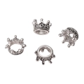 Vintage silver alloy 3D crown charms for DIY necklace and earring jewelry making - Antique Silver