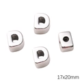 Polished silver UV acrylic letter D charms for DIY jewelry making set of 4 pieces - Hole 6mm 1pc/pack / D 17x20mm