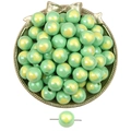 Hellgrüne Perlmutt-Acrylperlen mit gelbem Herzmuster für DIY-Schmuckherstellung - 14mm (3,5mm Loch) 4er-Pack / Grün