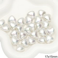 Iridescent heart-shaped ABS pearl beads 17x15mm for handmade DIY jewelry making - Heart Shape