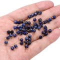 Deep blue faceted lapis lazuli stone pendant with gold loop for DIY jewelry making - Dark Blue
