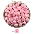 Rosa Herz-Acrylperlen für DIY-Armbänder mit Detailansicht der großen Bohrung - 14mm (3,5mm Loch) 4er-Pack / Rosa