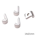 Perle lettre J en acrylique argenté pour bijoux DIY, taille 14x21mm avec grand trou - Trou 6mm 1pc/paquet / J 14x21mm
