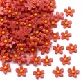 Fiori in resina rossi e rosa per decorazioni fai da te e accessori per gioielli - 7mm (50 pezzi/confezione) / Rosso