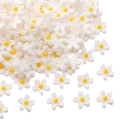 50 mini fiori bianchi in resina con centro giallo per bricolage e gioielli fai-da-te - 7mm (50 pezzi/confezione) / Bianco