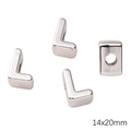 Perles de lettres en acrylique argenté 14x20mm pour bijoux DIY et colliers - Trou 6mm 1pc/paquet / L 14x20mm