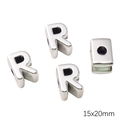 Perle lettre R en acrylique argenté pour bracelets DIY, fini miroir, taille 15x20mm - Trou 6mm 1pc/paquet / R 15x20mm