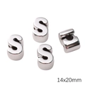 Perle lettre S en acrylique argenté plaqué UV pour bijoux DIY bracelet et collier 14x20mm - Trou 6mm 1pc/paquet / S 14x20mm