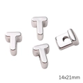 Perles alphabet T en acrylique argenté avec grand trou pour création de bijoux 14x21mm - Trou 6mm 1pc/paquet / T 14x21mm