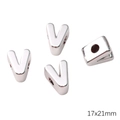 Perles en acrylique argenté lettre V 17x21mm pour la création de bijoux DIY et artisanat - Trou 6mm 1pc/paquet / V 17x21mm
