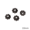 Set di quattro coppette per perline in lega grigio canna di fucile 10mm per gioielli DIY - Stile Copriperla / Confezione da 10 / Canna di fucile