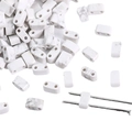Flat rectangular white marble style resin beads with double holes for DIY jewelry making - White Turquoise
