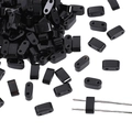 Polished black agate rectangular dual-hole spacer beads for DIY jewelry making - Black Agate
