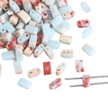 Rectangle double-hole Shoushan stone beads with red aventurine texture for DIY jewelry - Shoushan Stone