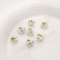 Colgante de estrella plateada con strass verde para joyería DIY y pulseras artesanales - Estrella Pentagrama (BSD879) / 1 Pieza/Paquete (12x11mm) / Strass Redondo Verde