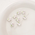 Cuentas de mariposa plateadas con cristales rosa y verde para crear joyas DIY - Mariposa (BSD879) / 1 Pieza (13x10mm) / Strass Cuadrado Transparente