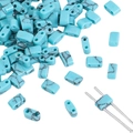 Flat rectangular blue agate style beads with black veining and a dual-hole design for DIY - Turquoise