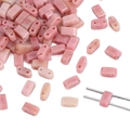 Pink rectangular two-hole stone beads for DIY handmade jewelry and bracelet making - Red Wood Grain Stone