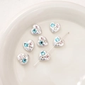 Cuentas de corazón plateadas con diamantes de colores para pulseras y joyería DIY - Corazón (BSD879) / 1 Pieza (14x13mm) / Diamante Cuadrado Azul