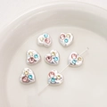 Cuenta de corazón de acrílico plateado con diamantes de colores para bisutería DIY - Corazón (BSD879) / 1 Pieza (14x13mm) / Diamante redondo rosa